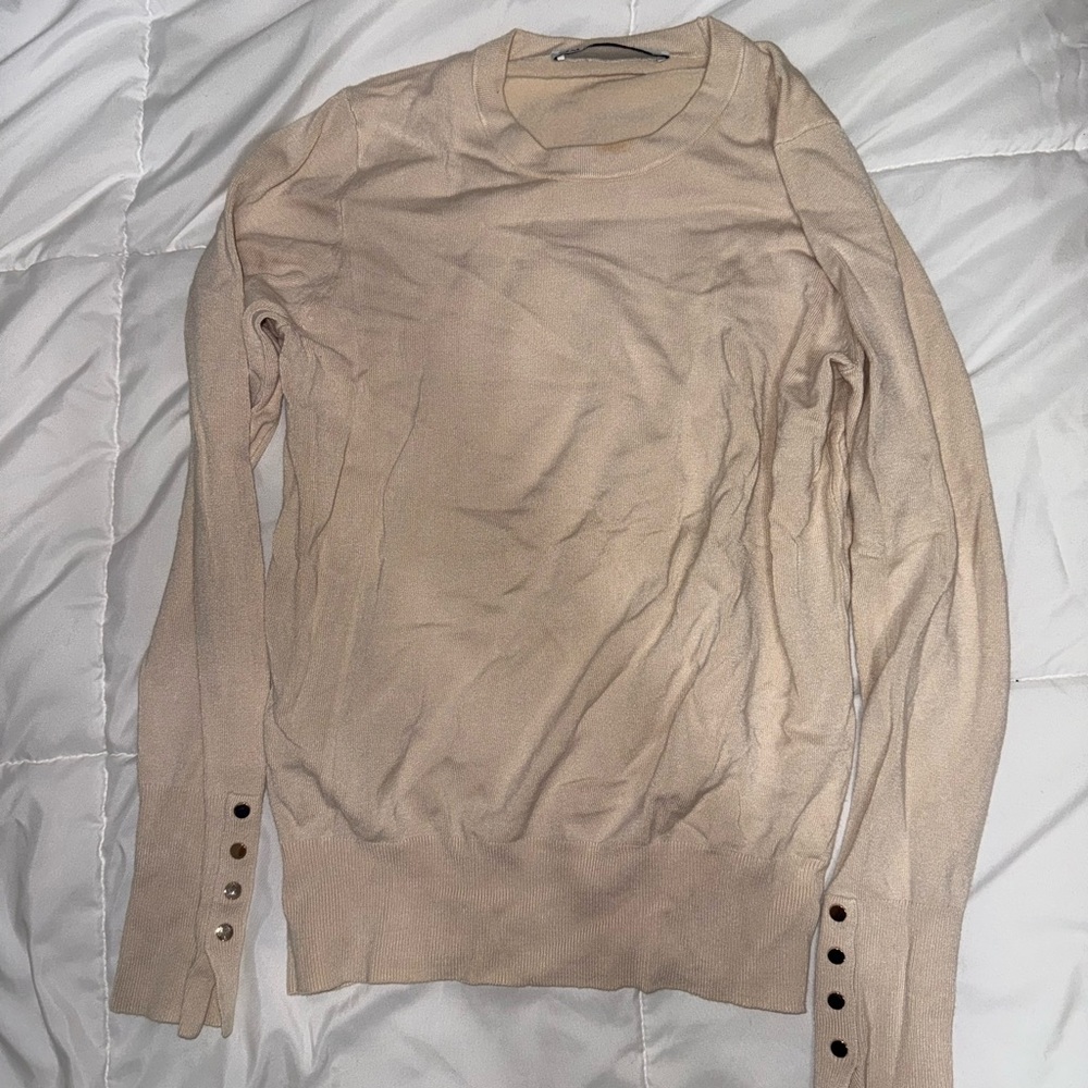 Zara Beige Crewneck Sweater